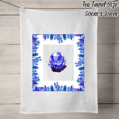 Large  Linen Tea Towel. Style 1 Blue. - 100% Linen Tea Towel - Off White Thumbnail