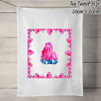 Large  Linen Tea Towel. Style 1 PINK - 100% Linen Tea Towel - Off White 2 Thumbnail