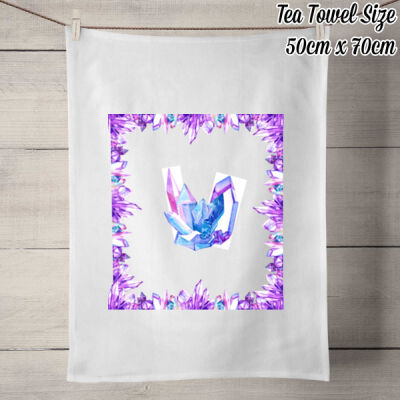 Large  Linen Tea Towel. Style 1 PURPLE. - 100% Linen Tea Towel - Off White 2 2 2 Thumbnail